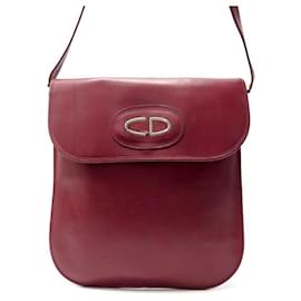 Christian Dior-VINTAGE CHRISTIAN DIOR RED SHOULDER BAG WITH CD LOGO PURE LEATHER-Red
