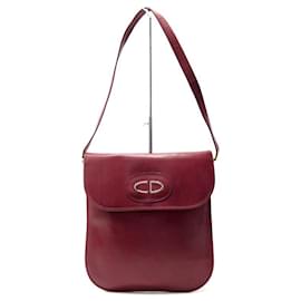 Christian Dior-VINTAGE CHRISTIAN DIOR RED SHOULDER BAG WITH CD LOGO PURE LEATHER-Red