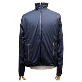 Hermès-NINE HERMES POLAR FLEECE JACKET WARM-UP H800166E XL L 52 NAVY BLUE HIGH COLLAR-Navy blue