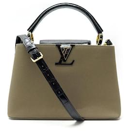 Louis Vuitton-NINE LOUIS VUITTON CAPUCINES MM HAND BAG WITH STRAP CANVAS & CROCODILE-Other