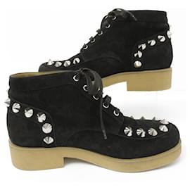 Christian Louboutin-NINE CHRISTIAN LOUBOUTIN GIANT SPIKES BOOTS 44 IN SUEDE-Black