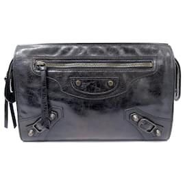 Balenciaga-NEUF SAC BALENCIAGA POCHETTE DE VOYAGE A MAIN 213682 EN CUIR TRAVEL POUCH-Marron