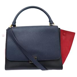 Céline-NINE CELINE TRAPEZE MM 169543ZTB GRAINED LEATHER TRICOLORE HAND BAG-Multiple colors