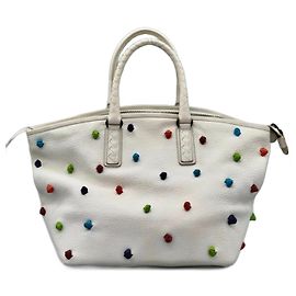 Bottega Veneta Bolsa de bolinhas com nó em couro de bezerro granulado Branco