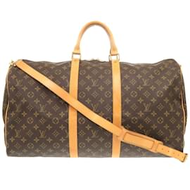 Louis Vuitton-Louis Vuitton Keepall Bandouliere 55 Monogram Boston Bag-Brown