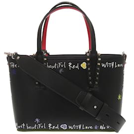 Christian Louboutin-Christian Louboutin Painted Kabata Mini Tote Bag-Black