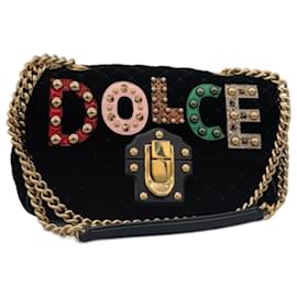 Dolce & Gabbana-Lucia Shoulder Bag Velvet-Black