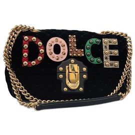 Dolce & Gabbana Sac à épaule Lucia en velours Noir