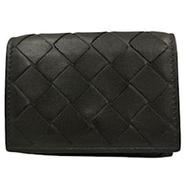 Bottega Veneta-Bottega Veneta Gray Leather Tri-Fold Wallet-Brown