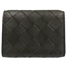 Bottega Veneta-Bottega Veneta Gray Leather Tri-Fold Wallet-Brown