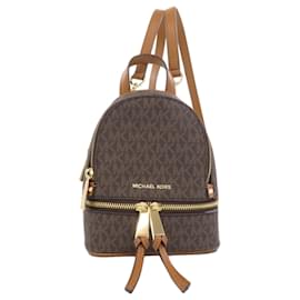 Michael Kors-Michael Kors Rear Zip MK Signature Backpack-Brown