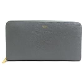 Céline-Celine Gray Leather Coin Purse-Brown