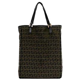 Fendi-Fendi Canvas and Leather Tote Bag-Brown,Black