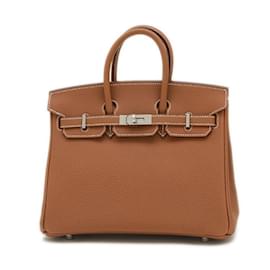 Hermès-Hermes Birkin 25 Handbag in Togo Leather-Brown