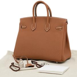 Hermès-Hermes Birkin 25 Handbag in Togo Leather-Brown