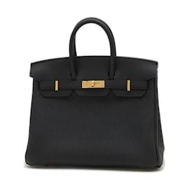 Hermès-Hermes Birkin 25 Handbag in Black Togo Leather-Black