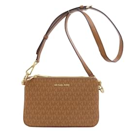 Michael Kors-Michael Kors MK Signature Shoulder Bag-Brown,White