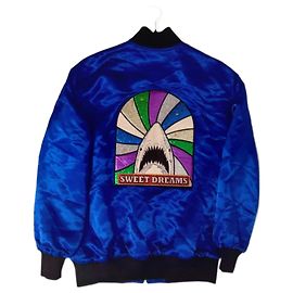 Saint Laurent Bomber Jacket with Embroidery Other Navy blue