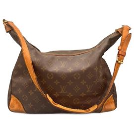 Louis Vuitton Boulogne Leather Handbag Brown Brown
