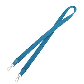 Hermès-Hermes Canvas Blue Zanzibar Shoulder Strap-Other