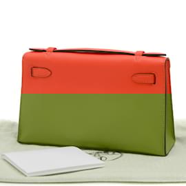 Hermès-Hermes Pochette Kelly Shoulder Bag in Swift Orange-Orange