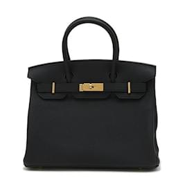 Hermès-Hermes Birkin 30 Handbag in Black Togo Leather-Black