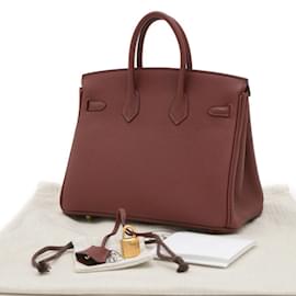 Hermès-Hermes Birkin 25 Handbag in Togo Rouge H-Red