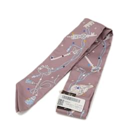 Hermès-Hermes Twilly Scarf Les Cles a Pois Marron Glace Gris-Other