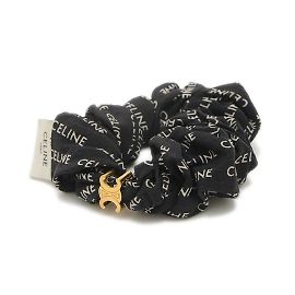 Céline Scrunchie de seda Rayure Celine em preto e dourado Preto Dourado