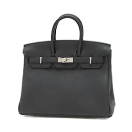 Hermès-Hermes Birkin 25 Handbag in Black Togo Leather-Black