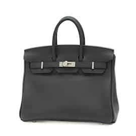 Hermès-Hermes Birkin 25 Handbag in Black Togo Leather-Black