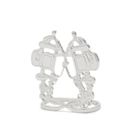 Hermès-Hermes Brid de Gala Silver Scarf Ring-Silvery