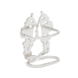 Hermès-Hermes Brid de Gala Silver Scarf Ring-Silvery