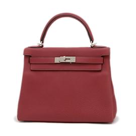 Hermès-Sac Hermès Kelly 28 en Rouge Grenat-Rouge