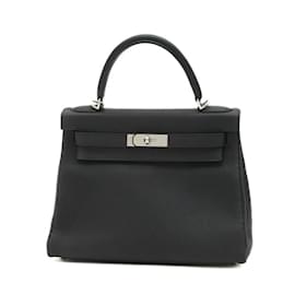Hermès-Sac à main Hermes Kelly 28 en cuir Togo noir-Noir