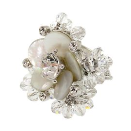 Silberner Ring mit Blumenmotiv von Christian Dior Silber Weiß