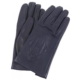 Hermès-Hermes Black Lambskin Warm Gloves-Black