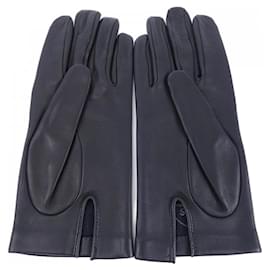 Hermès-Hermes Black Lambskin Warm Gloves-Black