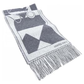 Hermès-Hermes Gray Cashmere Shawl-Brown