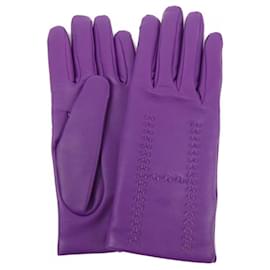Hermès-Hermes Purple Leather and Cashmere Gloves-Purple