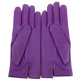 Hermès-Hermes Purple Leather and Cashmere Gloves-Purple