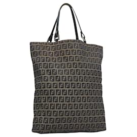 Fendi-FENDI Zucchino Canvas Tote Bag Navy Auth 110364-Navy blue
