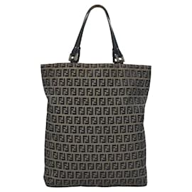Fendi-FENDI Zucchino Canvas Tote Bag Navy Auth 110364-Navy blue