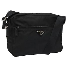 PRADA Borsa a Spalla in Nylon Nera e Argento Autentica 111866 Nero Argento