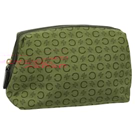 Céline-CELINE C Macadam Canvas Accessory Pouch Beige Red gold Auth hk2051-Red,Beige,Golden