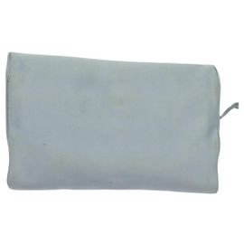 PRADA Jewelry Case Nylon Light Blue Silver Auth mr1000 Silvery Light blue