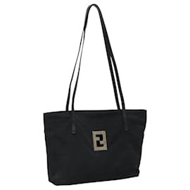 Fendi-FENDI Zucca Canvas Shoulder Bag Black Auth 111928-Black