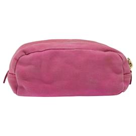 Prada-PRADA Pouch Canvas Pink Gold Auth hk2039-Pink,Golden