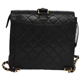 Chanel-CHANEL Matelasse Chain Backpack Lamb Skin Black CC Auth PP182-Black