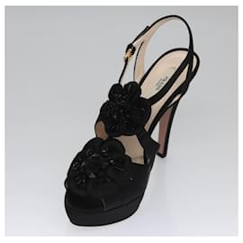 Prada-PRADA High heels Satin 37 1/2 Black Auth ac3535-Black